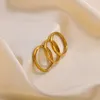 Klusterringar 3st stapel tunt för kvinnor bröllop märke rostfritt stål guld pläterad bague anillo skiktade smycken storlek 6-11