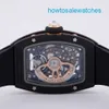 Nice relógios de pulso unissex relógio de pulso RM RM07-01 caixa de cerâmica branca mostrador oco com diamantes lábio vermelho relógio feminino RM0701