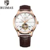 CWP Ruimas Mechanical Tourbillon Luxury Fashion Märke Läder Män klockor Mens Automatic Watch Relogio Masculino