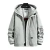 남성 재킷 드로우 스트링 바람 방풍 패션 코트 두꺼운 따뜻한 후드 재킷 문자 인쇄 지퍼 클로저 캐주얼 중간 길이 겨울