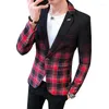 Abiti da uomo 2024 Primavera Autunno Moda Contrasto Plaid Impiombato Piccolo abito per Casual Versatile Bello Giacca blazer personalizzata