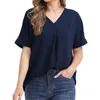 Women's Blouses Solid Color Shirt For Women Fashion 2024 Chiffon V Neck Loose Casual Oversized Tops Summer Tunics Blusas Mujer