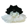 Cão vestuário arco decoração pet outfit elegante 3d flor vestido de casamento elegante malha emenda princesa para