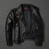 Высококачественная мужская куртка из натуральной кожи, мужская ретро-бомбер на косой молнии, мужская повседневная мотоциклетная куртка, старый коричневый 240309