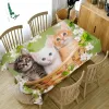 Nappes rectangulaires imprimées de petits chats mignons, pour Table, décoration de la maison, couverture de table à manger imperméable en Polyester, couverture de pique-nique