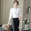 Women's Blouses Fashion Women Shirts White Office Ladies 2 Piece Pant And Top Sets Work Long Sleeve OL Styles