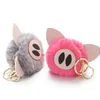 Keychains Dormon Cute Pompom Piggy Pig Animal Pom Leather Trinets Fur Ball Keyrings For Car Key Chains DK359