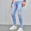 Jeans pour hommes hommes printemps mode déchiré pantalon crayon maigre pour trous en détresse décontracté mâle jogging denim pantalon