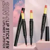 Lipstick Double Ended Lip Pencil Lip Liner Dames Matte Waterproof Langdurige Make-up Naakt Donkerrode Lippen Liner Pencil Cosmetica 8 Kleur 240313