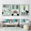 Canvas painting Time Is Money Quote Watercolor Paintings Mural Inspirational Take The Risk Or Hustle In Silence Posters Room Wall 226G