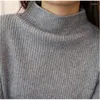 Maglioni da donna Primavera Stile coreano Preppy Mezzo dolcevita Pullover Maglione allentato con maniche a lanterna tutto abbinato all'ingrosso