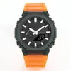 Orologio sportivo digitale al quarzo 2100 arancione da uomo con funzione completa, resistenza all'acqua, ora mondiale, quadrante grande, serie Oak