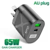 65W GAN USB Charger Type C PD 33W شحن سريع سريع QC3