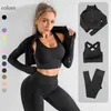 23 pièces sans couture femmes Yoga ensemble vêtements d'entraînement vêtements de sport Fitness à manches longues haut court taille haute Leggings costumes de sport 240228