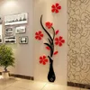 Fashion DIY Home Decor 3D Vase Flower Tree Crystal Arcylic Wall Stickers Art Decal316o