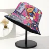 Berets Reversible Fischerhut für den Sommer, lebendiges Retro-buntes Graffiti-Muster, Herren, Strand