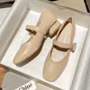 Geklede schoenen dames zomerschoenen parelmocassins voor dames 2024 lage hak elegante Japanse stijl Lolita Mary Jane vierkante neus wit 39