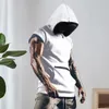 Men's Tank Tops Fashion Vest Top Thin Men Bodybuilding Sleeveless Hooded Front Pocket Quick Drying Sweatshirt Sportwear