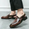 Chaussures habillées Sandales d'été pour hommes marron Sangle à boucle noire pour hommes avec affaires formelles
