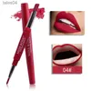 Läppstift Miss Rose Lipstick Pencil 2 i 1 Batom Matte Lipstick Liner Waterproof Rose Red Lipsliner Två ton Naken Läppstift MS127 240313