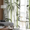 Volets Bambou Vert Blanc Style Chinois Plante Tulle Rideaux Transparents pour Salon Chambre Cuisine Décoration Voile Organza Rideaux