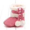 Boots Born Baby Girls Winter Soft Sole Anti-Slip Cute Bow Plush Pom Snow Warm Prewalker Infant Crib Footwear