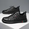 HBP Non Brand Fashion Dreatoble Cow Leather Alligator Textured Casual Shoes Mens Black Leisure Sneakers For Men Sports