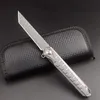 Hoge kwaliteit A5024 High-end flippermes Damascus staal Tanto Point Blade CNC TC4 titanium legering handvat kogellager Outdoor Camping EDC zakmessen