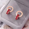 DesignerCrystal Diamant Boucles D'oreilles Or Rose Mode Titane Acier Double Plaie Chiffres Romains Goujons Boucle D'oreille Pour Les Femmes Cadeau Bijoux Ne Se Décolorent Pas Allergiques