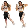 Kadınlar İki Parçalı Pantolon Yaz Kıyafetleri Sıradan Mürettebat Boyun Mahsulü Üst ve Legging Setleri Ücretsiz Gemi