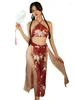 Work Dresses Women's Antique Hanfu Sexy Clothing High End Mature Embroidered Underwear Flying Phoenix Belly Bag Skirt Set QTGT