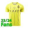 23 24 Al Nassr FC Soccer Jerseys Ronaldo Benzema 2023 2024ホームイエローCR7 MANE GONZALO MARTINEZ TALISCAファンバージョンメンズキッズキットフットボールAL-NASSR