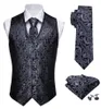 Designer Mens Classic Black Paisley Jacquard Folral Silk kamizelki kamizelki chusteczki krawat kamizelki kamizelki kieszeni kwadratowy zestaw Barrywang C4562548