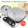 Household Kitchen Scale Electronic Food Scale Baking Scale Measuring Tool Stainless Steel Platform With Lcd Display 5kg 0.1g 240228