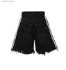 Jeans pour hommes Noir Hip-hop Trou Mendiant Jeans Shorts Hommes Américain Rue Lavé Vieux Pantalon Lâche En Cinq Parties Streetwear Hommes Y2k Vêtements Pantalon L240313