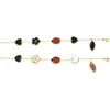 Van trevo Flor Sete Estrelas Joaninha Pulseira Red Jade Calcedônia Nova Incolor Morango Jóias cleefies