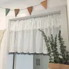 Curtains White Tulle Scallop Trim Short Sheer Tulle Curtains For Kitchen Dining Door Partition Cabinet Drapes Washbasin Window Curtains