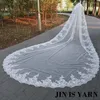 Bridal Veils Romantic Long Bling Cathedral Length Lace Applique 4M Wedding Veil With Free Comb White Ivory High Quality