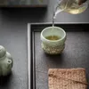 Fincan tabakları celadon çiçekler çay fincanı seramik Çin kung fu çay bardağı tören kupaları için set çaylak kasesi