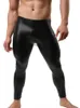 Mode Herren Schwarz Kunstleder Hosen Lange Hosen Sexy Und Neuheit Dünne Muskel Strumpfhosen Herren Leggings Slim Fit Enge Männer Hose M-2XL