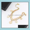 Charm Armband Golden Four-Leaf Clover Letter Women Armband Double-Layer Hollow Hand Chains Birthday Party Valentines Gift Wedding Otpxw