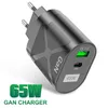 65W GAN USB Charger Type C PD 33W شحن سريع سريع QC3