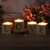 Ljusstakar 4st romantiskt gåva kärleksmönster bröllop ljusstake tall trä bar matsal hem dekoration