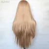 Synthetische Perücken Chignons Honey Blonde Synthetische Spitze vorne Perücke Silky gerade Hitzefaser -Cosplay -Perücken für Frauen LDD240313