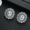 Pendientes colgantes de lujo exquisitos flores de sol gota de agua elíptica para mujer boda fiesta circonita cúbica completa pendiente CZ E1243