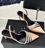 Italie 2024Été Antico Audrine Femmes Sandales Chaussures Cristal Embelli Bout Pointu Slingback Lady Party Mariage Dame De Luxe Marche EU35-43