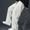 Pantalon pour homme confortable en polaire pour temps froid, survêtement épais en peluche, taille élastique, jambes larges, pantalon de sport doux, hiver