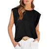 Kvinnors T -skjortor kepsar ärm i toppen Basic Loose Fit Shirt Neck 2024 Fashion Summer Casual Tees Topstreetwears