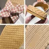 Pantoufles Plaid Bowknot été plage tongs femmes sandales gladiateur lin plat Sandalias Mujer maison pantoufles confortables en plein air diapositives chaussures