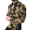 Chemises décontractées pour hommes, chemise à manches longues imprimée baroque prête pour la fête, combinée avec un style de fitness, un design boutonné magistralement cousu